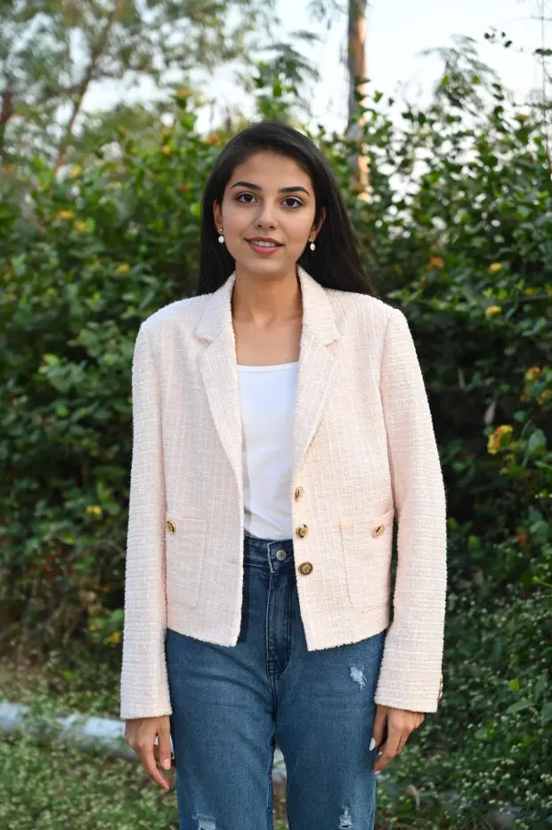 Soft Coral Textured Blazer